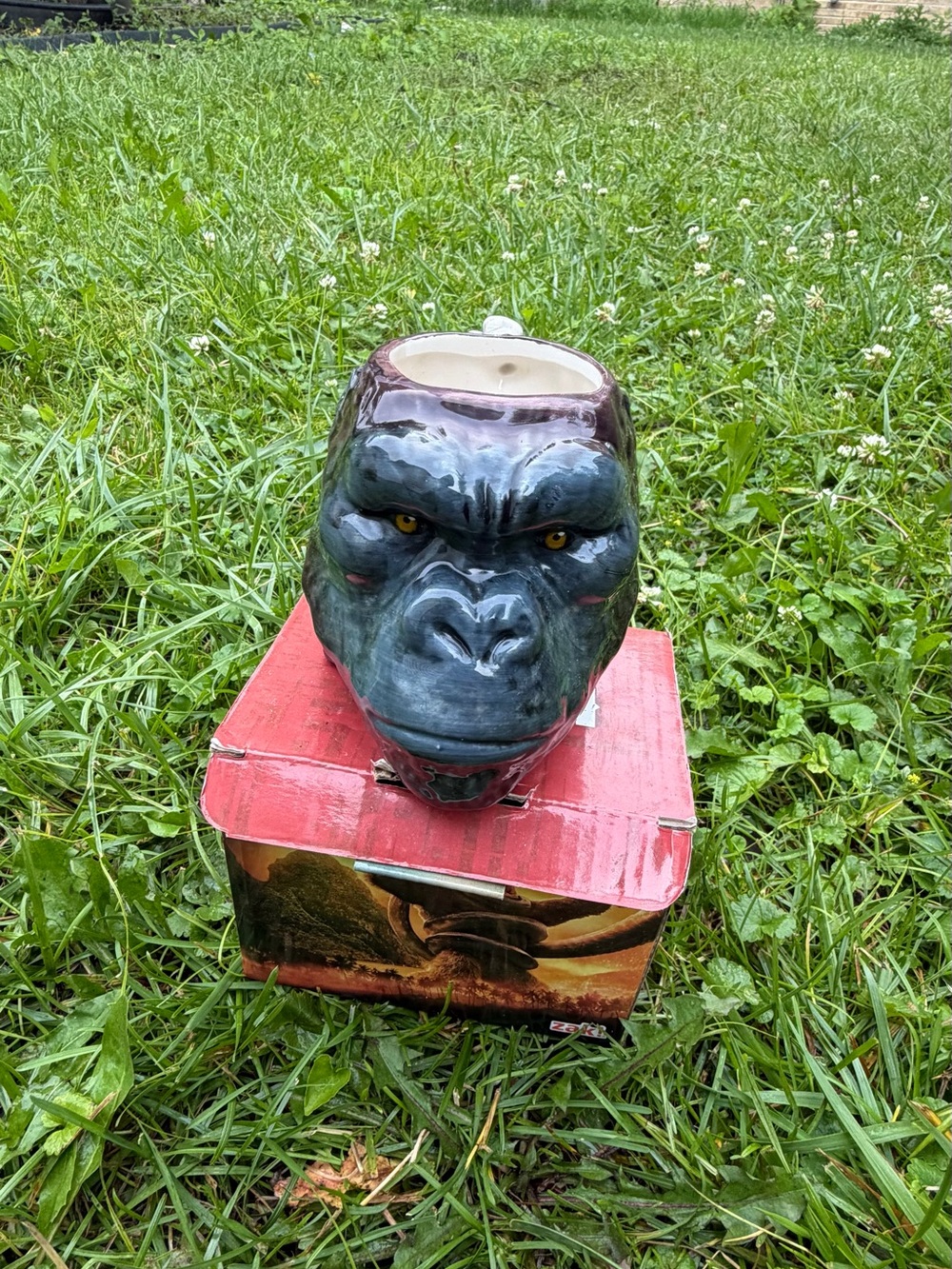 Ceramic Gorilla Coffee Mug Dark Gray and Black
